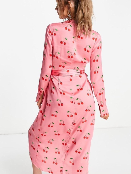 Never Fully Dressed Dresses & Skirts - Never Fully Dressed Pink Cherry-Print Midi Dress
